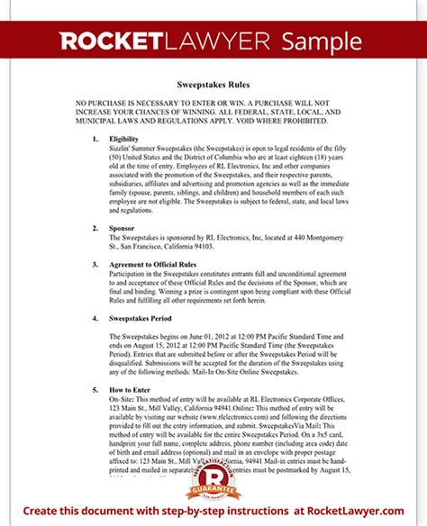 sweepstakes rules template|Sweepstakes Rules Template .